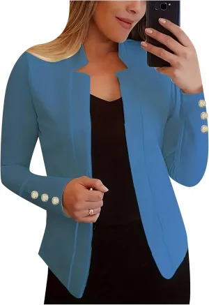 YMING Womens Oversized Open Front Work Blazer Long Sleeve Office Jacket Solid Color Short Cardigans