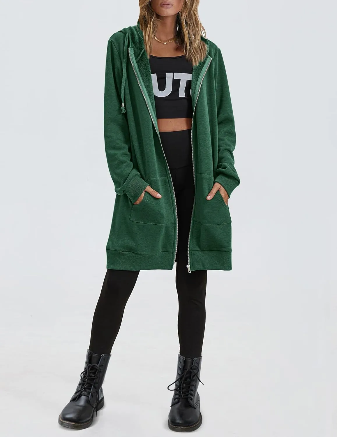 Zeagoo Womens Zip Up Hoodies Long Sleeve Fall Lightweight Hooded Sweatshirt Oversized Fleece Jacket With Pockets